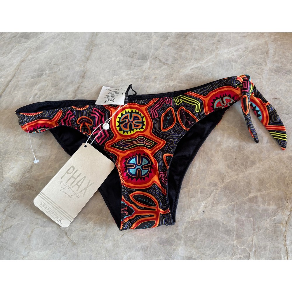 Phax Swimwear Tribal Mola Print Side Tie Bikini Bottom Multicolored Size M